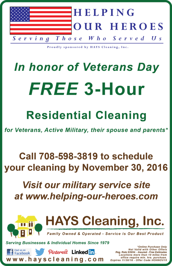 Veterans Day free housecleaning